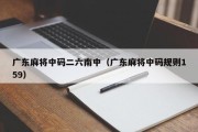 广东麻将中码二六南中（广东麻将中码规则159）